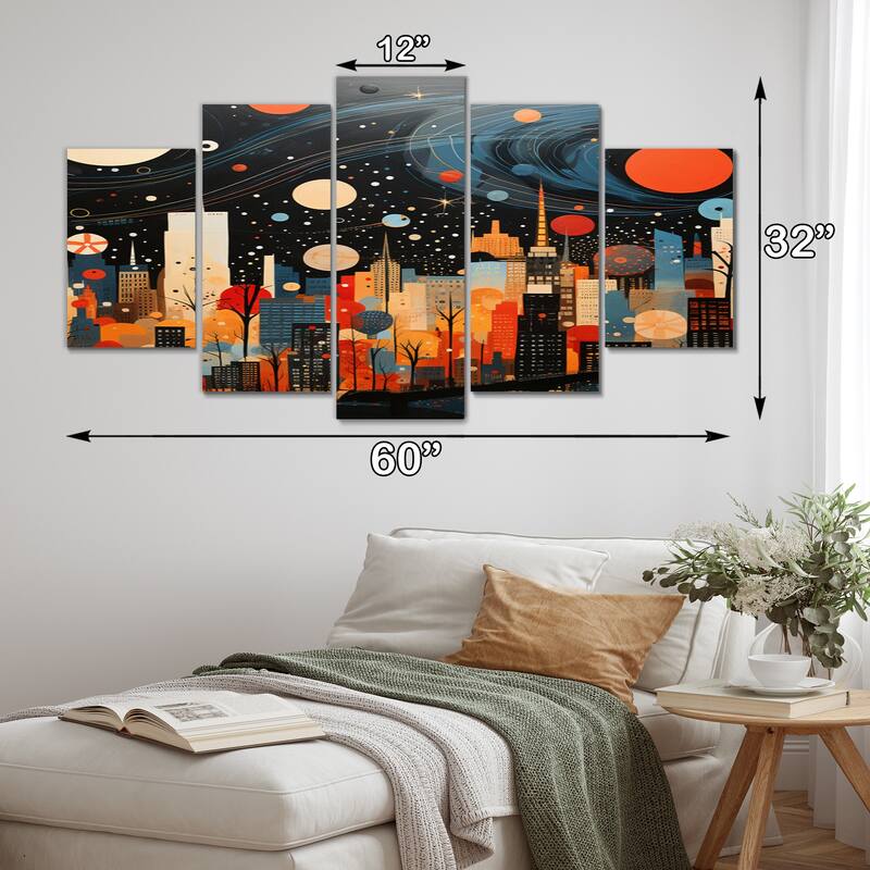 Designart "New York City Midcentury Collage I" City New York Multipanel